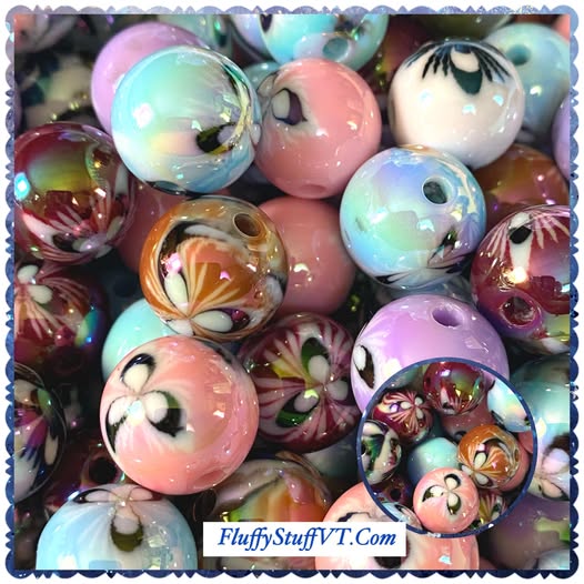 16mm tiger lily glossy coated beads