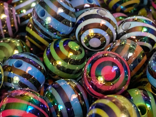 16mm mixed color lolli bead with white base.