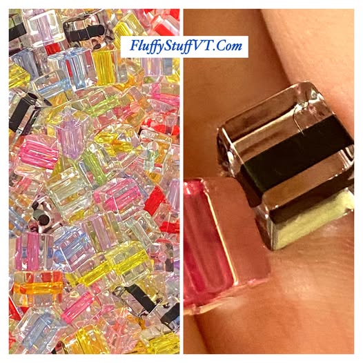 8mm clear cube with color shaft, fits pens.