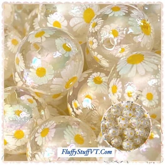 16mm double layer white daisy bead