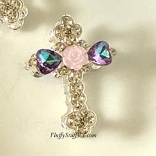 30mm beautiful gem filled metal cross with soft rose.