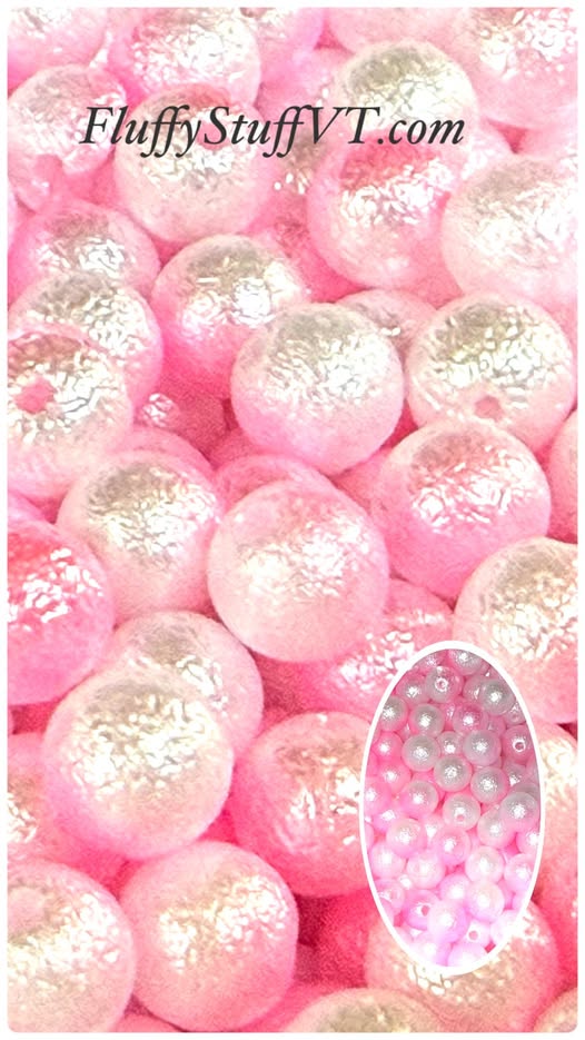 8mm textured pink and shiny white beads. Not for pens but the fit wire perfectly.