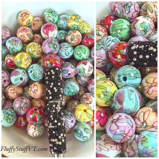 16mm uv coated mixed color flower beads.