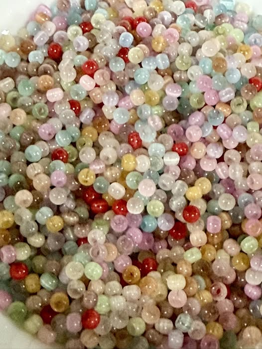 4mm glass cat’s eye mix beads