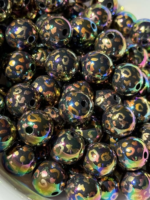 16mm oil slick black with a copper animal print.