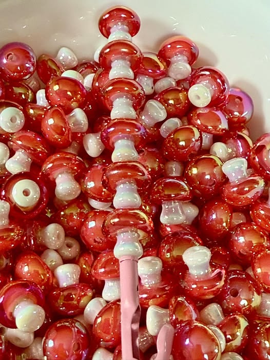 14mm cute little mushrooms beads