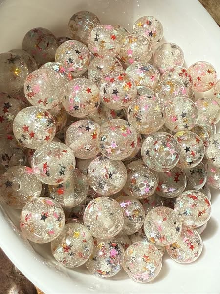 16mm glow in the dark star glitter beads