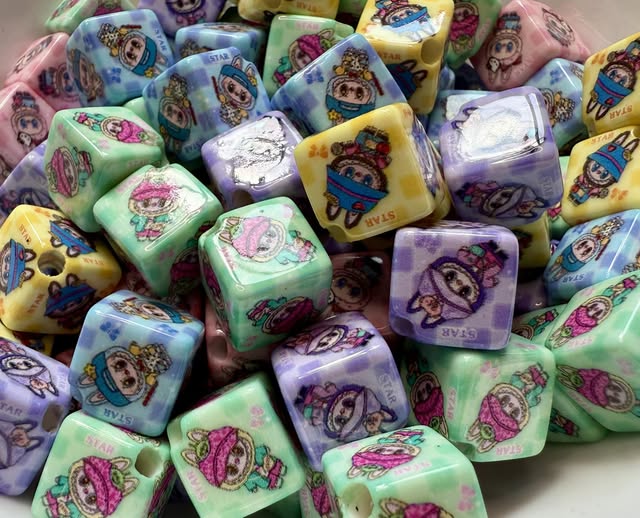 18mm corner to corner Labubu cube beads