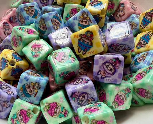 18mm corner to corner Labubu cube beads