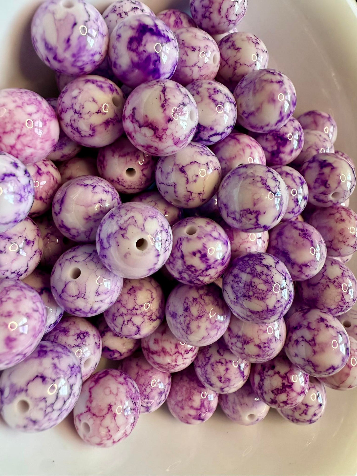 16mm acrylic granite design beads