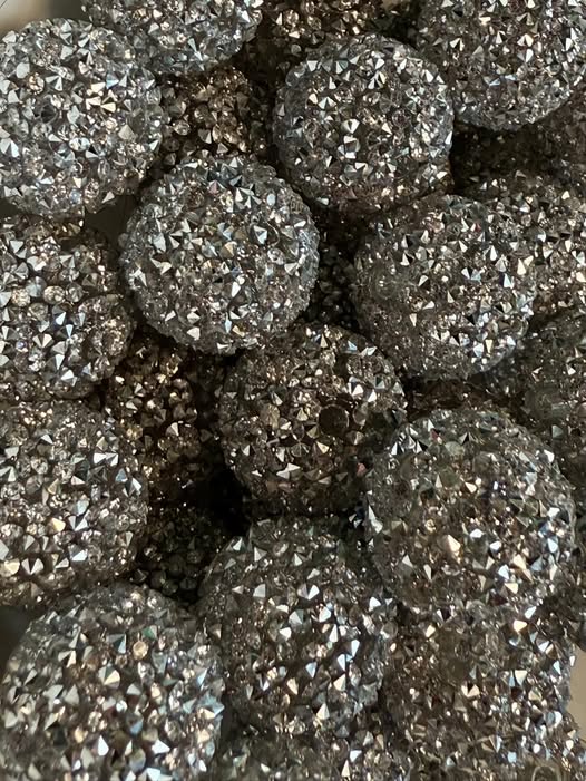 22mm silver  rhinestone covered bead.