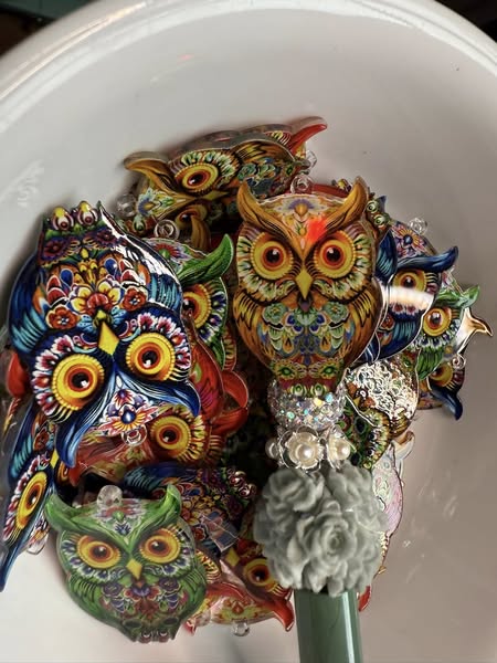 4cm double sided stunning owl pendant acrylic