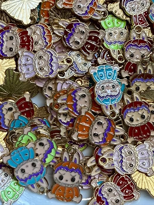 Enamel paint and metal pendant charms