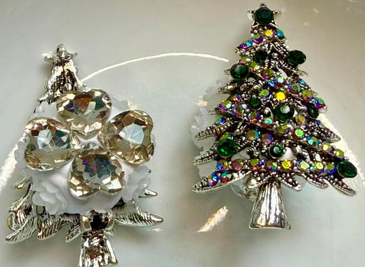 46mm holiday rhinestone gem metal tree bead