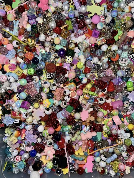 Kitchen sink bead, charm, acrylic, pompom mix
