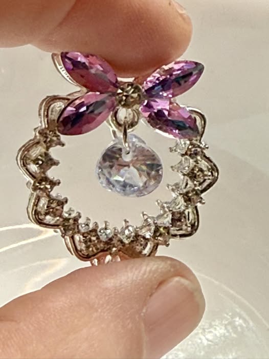 28mm metal wreath with peacock gems and tiny rhinestones. bling bead