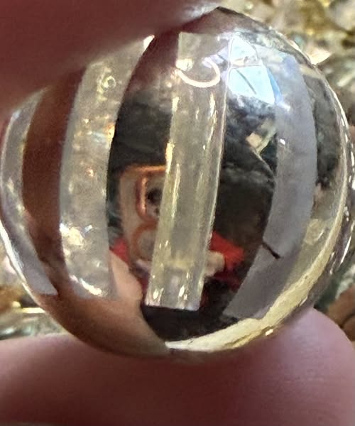 20mm gold metallic and clear color beach ball bead.