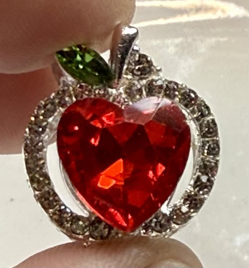 18mm gem and rhinestone metal apple bead