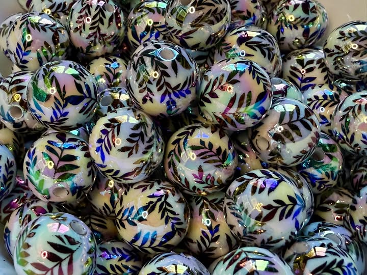 16mm white ab coated with black leaves