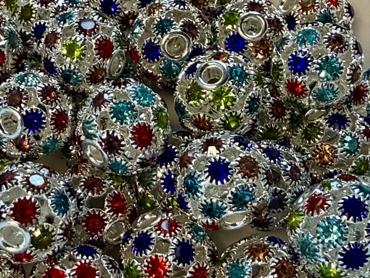 14mm metal colored gem stone beads.