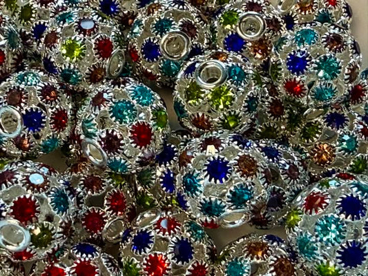 14mm metal colored gem stone beads.