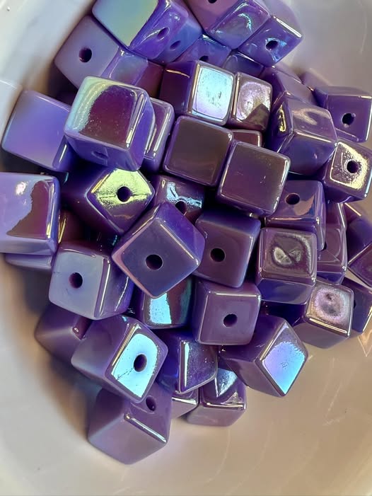 14mm ab coated cube beads