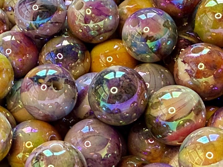 16mm dark Halloween marble beads