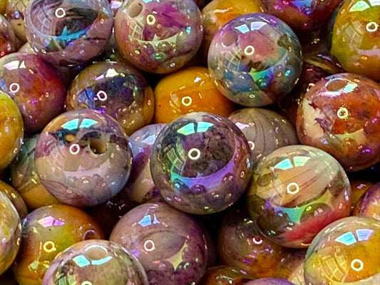 16mm dark Halloween marble beads