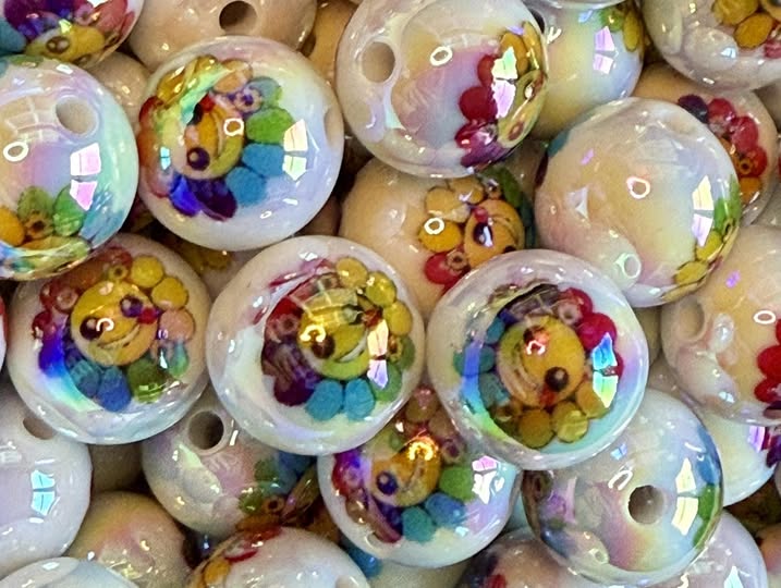 16mm happy rainbow daisy bead