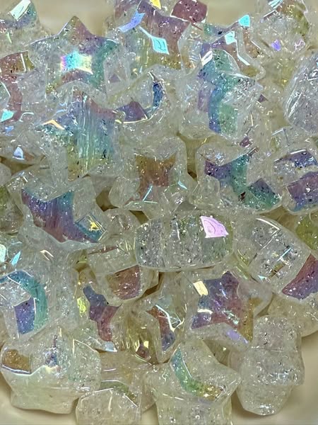20mm ab coated clear crackle star bead
