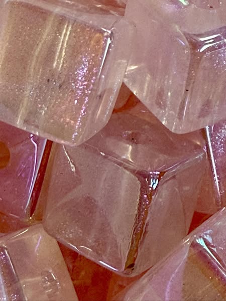 16mm pink shimmer square bead