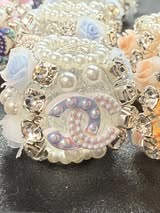 High end hand made designer CC with rhinestone, flower, and pearl beads.