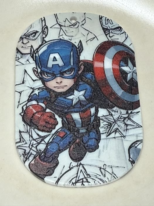 44mm dog tag style superhero double sided textured acrylic pendant