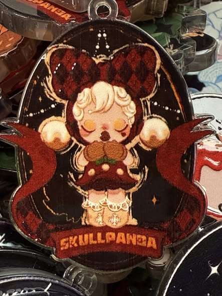 Skull Panda winter wonderland double sided quality textured 4cm acrylic pendants