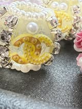 High end hand made designer CC with rhinestone, flower, and pearl beads.