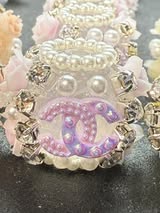 High end hand made designer CC with rhinestone, flower, and pearl beads.