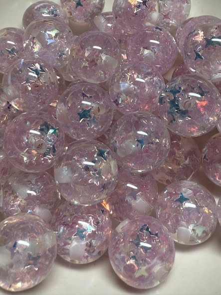 16mm resin bead with holographic stars