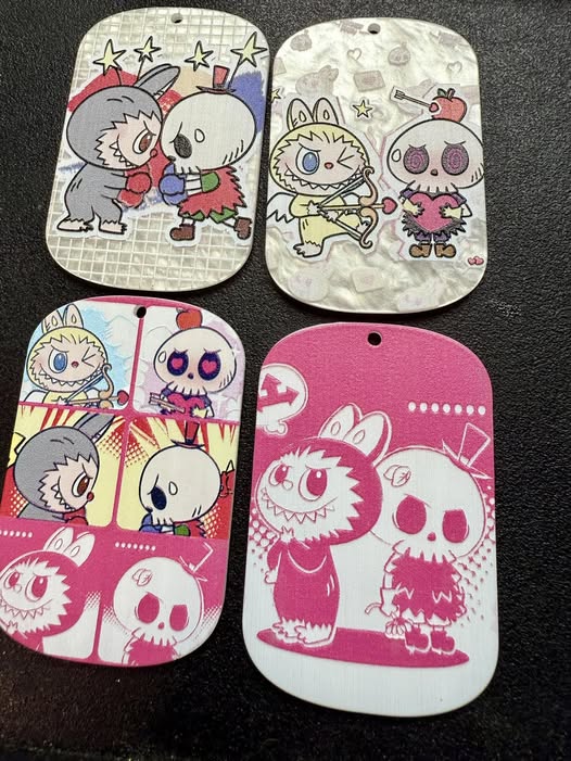 60mm double sided Labubu dog tag top quality acrylic with hole