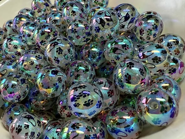 16mm puppy play time glow in the dark beads