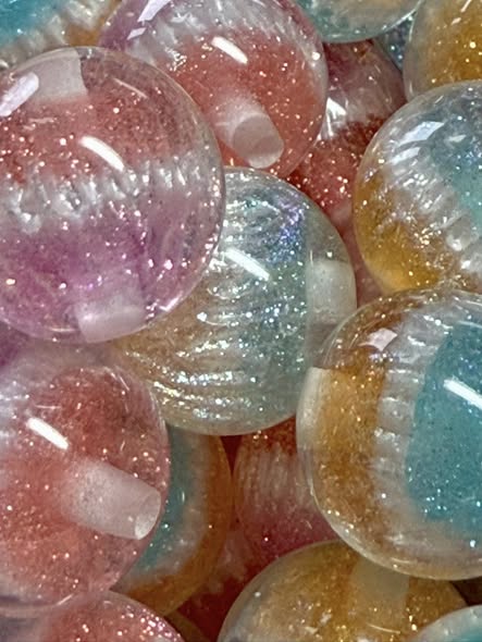 16mm galaxy two tone beads with a pearl ring inside