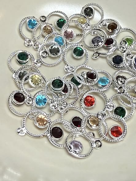 18mm gem cut glass rhinestone metal pendant charms