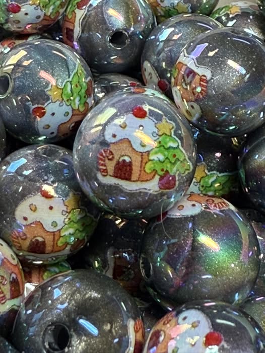 16mm gingerbread house mica bead