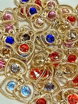 18mm gem cut glass rhinestone metal pendant charms