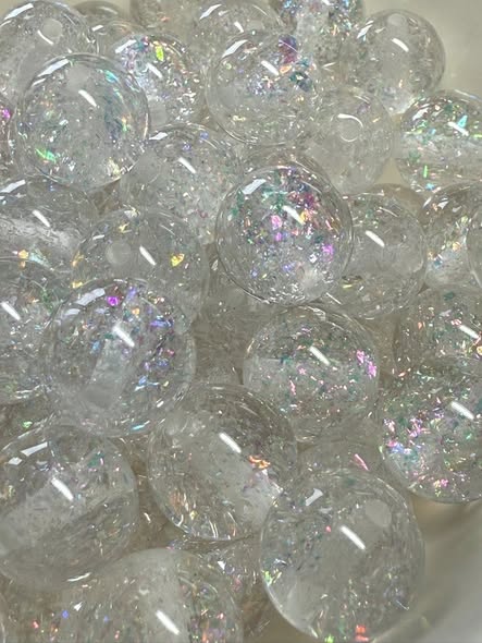 16mm clear halo glitter resin beads