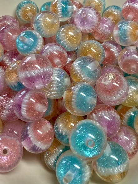 16mm galaxy two tone beads with a pearl ring inside