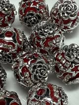 18mm acrylic blinged out rhinestone and metal beads