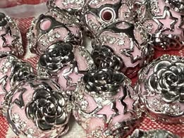 18mm acrylic blinged out rhinestone and metal beads