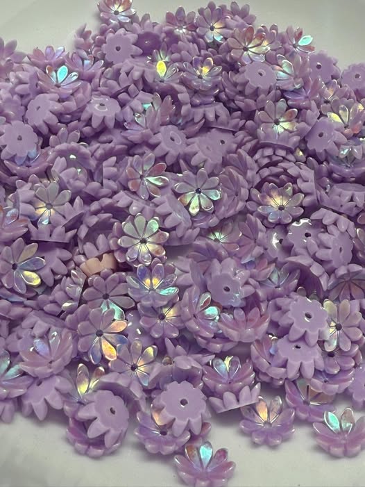 8mm purple ab glazed flowers
