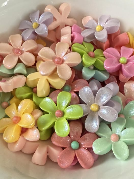 30mm flat back 2d charm flowers with ab coating