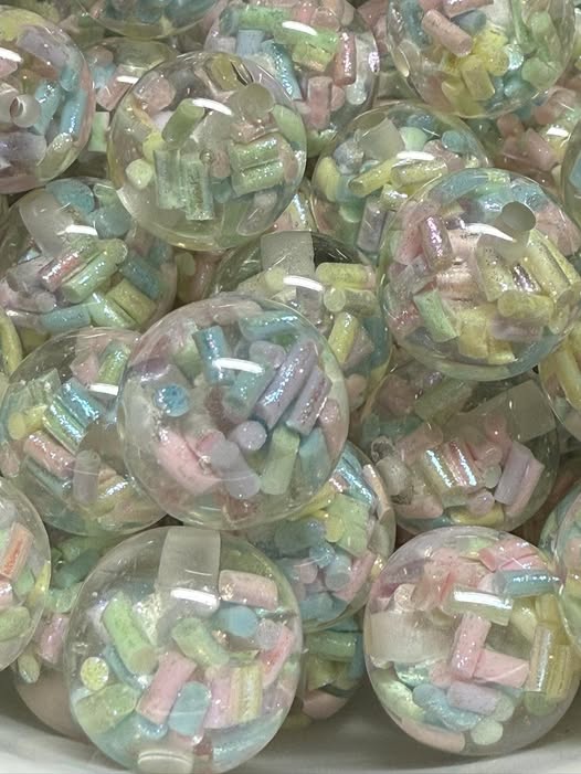 16mm sprinkle filled uv coated resin bead.